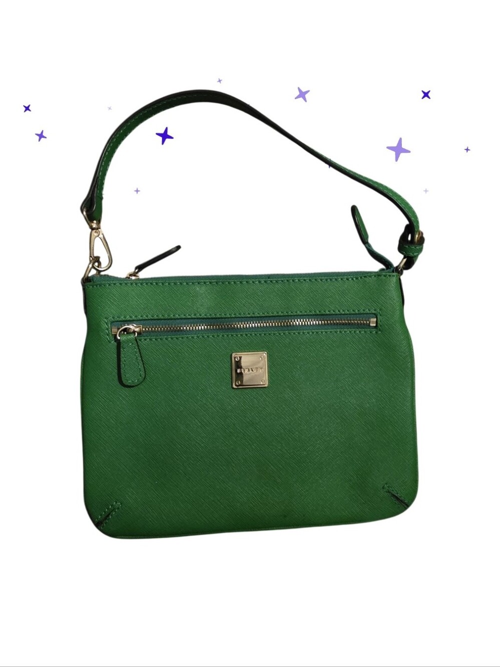 Sisley Green Saffiano Shoulder Bag with Gold Hardware